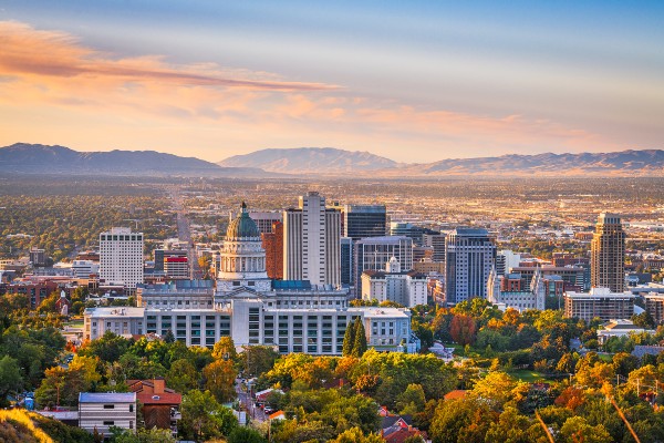 Aerial view of downtown Salt Lake City, Utah